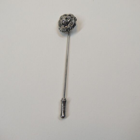 Lion Head Stickpin Vintage Silvertone Stick Pin - Picture 2 of 5